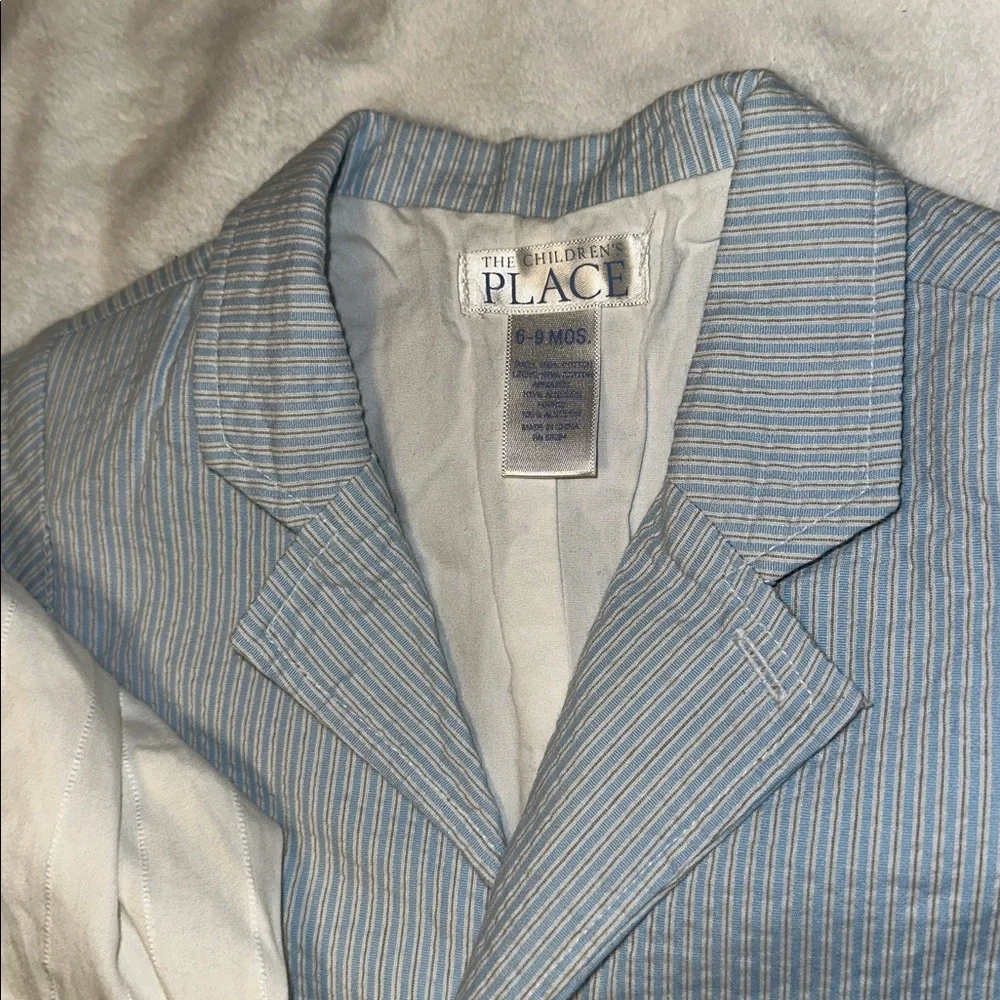 TCP CHILDREN’S PLACE SEERSUCKER BLAZER SUIT VEST BUTTON DOWN SOCKS 6-9 MONTHS - Picture 4 of 4